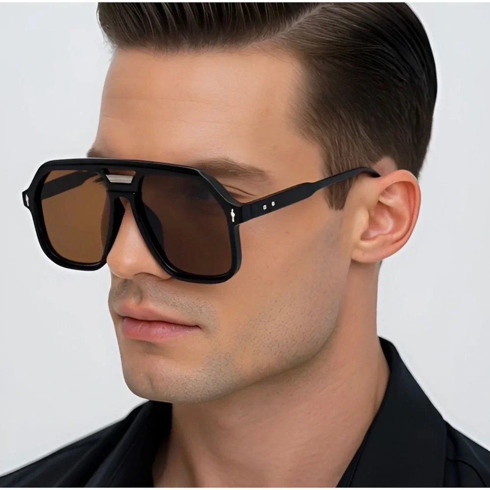Street Sunglasses Dark Brown Lens HipHop Cholo Shades Men Elegant Classy Eyewear